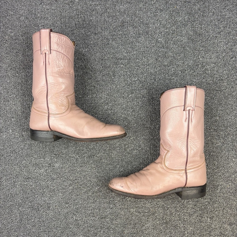 Justin‎ L3065 Pink Leather Roper Cowboy Western Boots Womens Size 6B USA Made